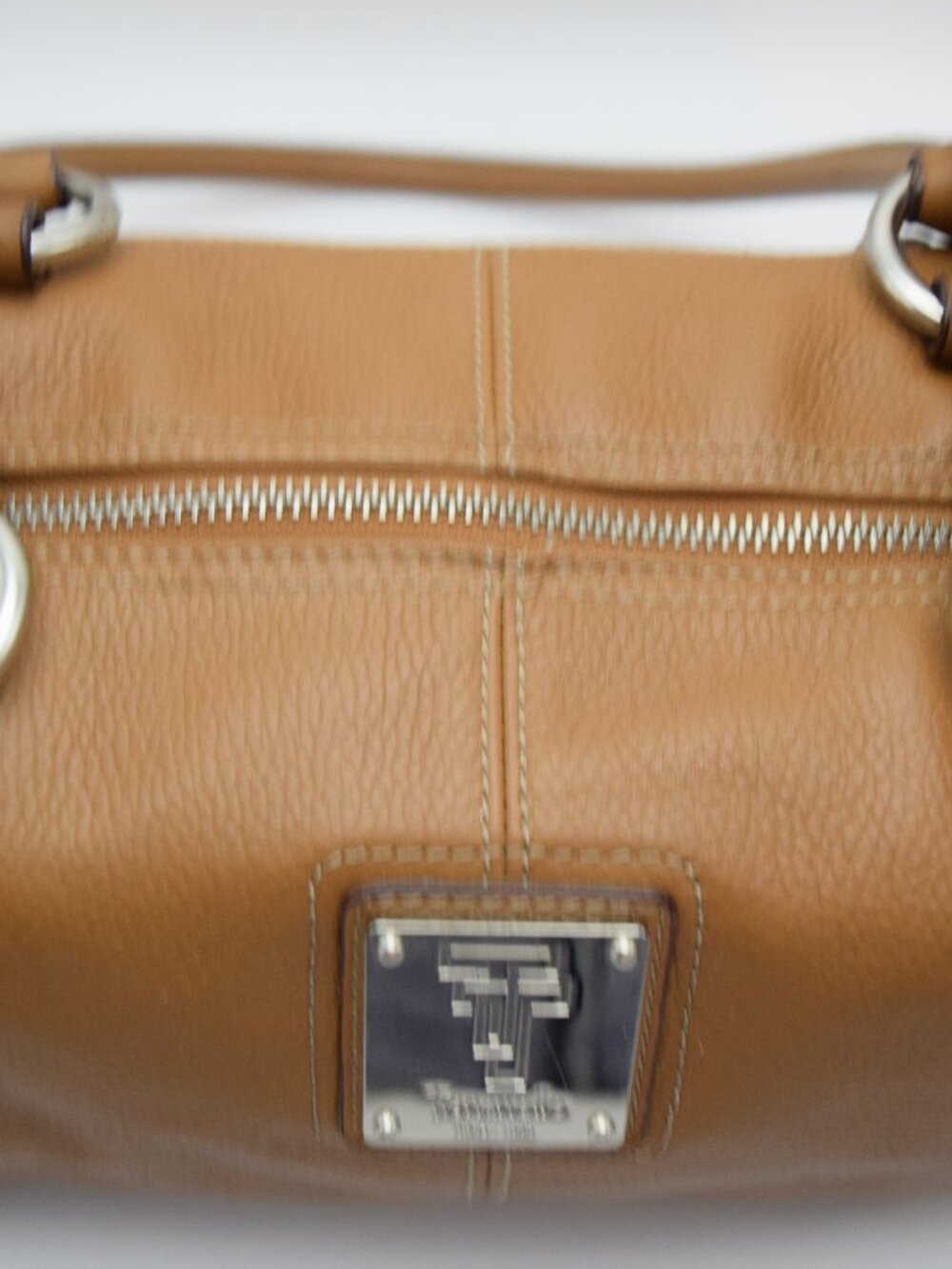 Tignanello Brandy Tan Pebbled Leather Baguette/Satchel Handbag VTG-Very Good - Picture 10 of 14